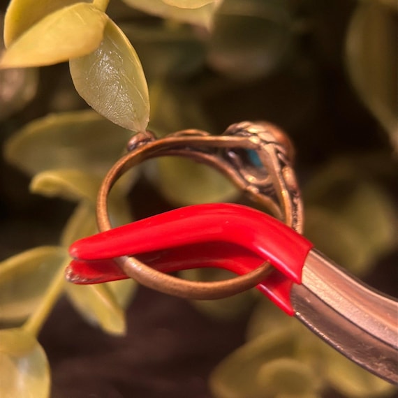 925 Silver Small Turquoise Ring - image 7