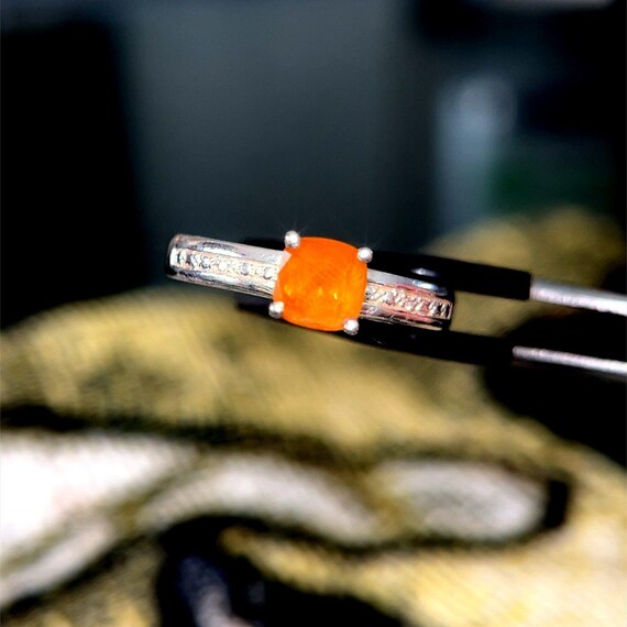 Silver 925 Orange Stone Ring - image 5