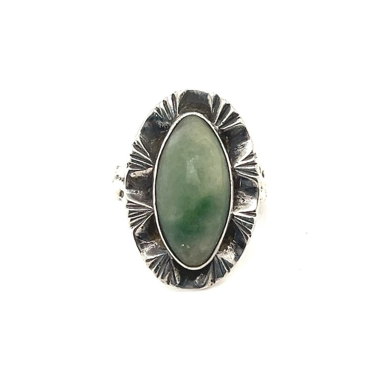 Sterling Silver Green Stone Ring image 1