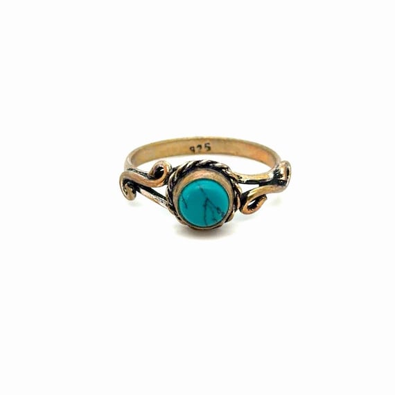 925 Silver Small Turquoise Ring - image 1