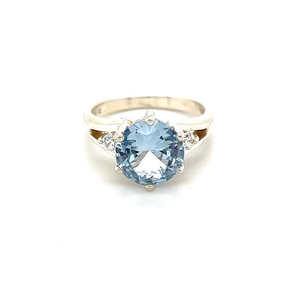 Sterling Silver 925 Blue Solitaire Cz Ring - image 1