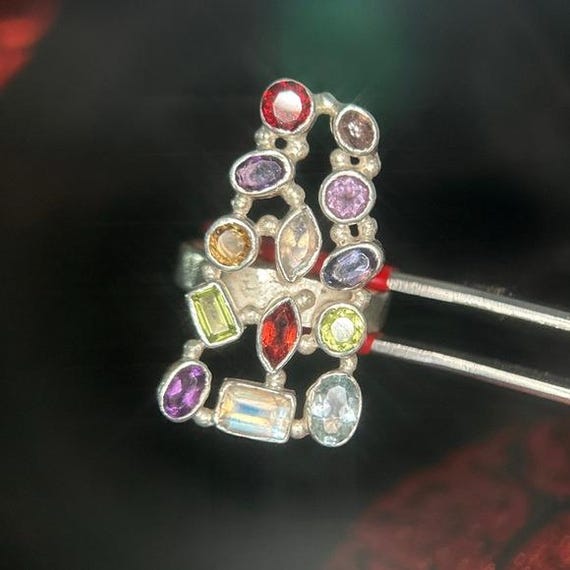 Multi-Stone Silver 925 Ring - image 6