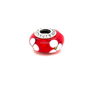 Pandora Red Murano Glass Flower Charm