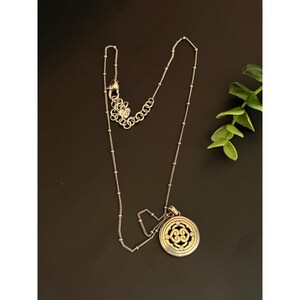 Brighton Mixed Metal Reversible Scroll Pendant Necklace Silver Gold Tone Crystal image 4