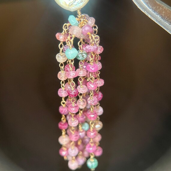 Ruby/Pearl Dangle Earrings - image 3