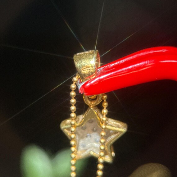 18k Gold Star Pendant 14k Gold Ball Chain Necklac… - image 11