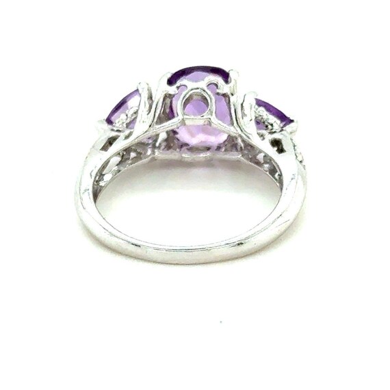 925 Silver 3-Amethysts Ring - image 5