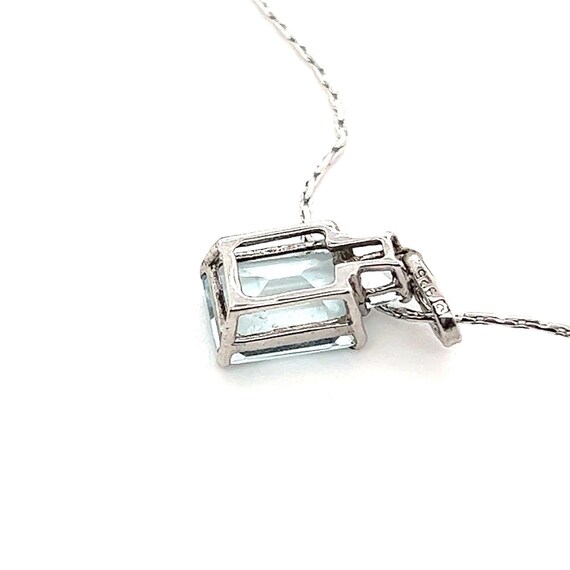 Aquamarine & Diamonds Silver Pendant Necklace - image 5
