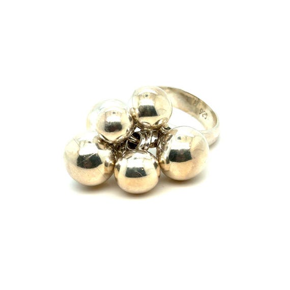 Chunky Silver 925 Beaded Ring - image 1