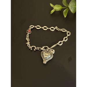 Brighton Silver Tone Faith Love Life Luck Folding Clover Heart Charm Bracelet image 5