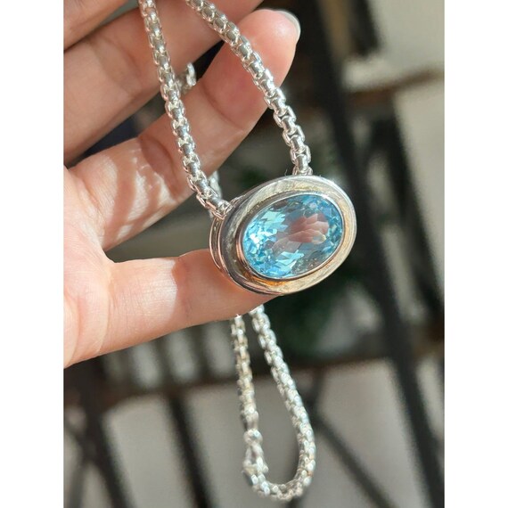 Sterling Silver Large Blue Topaz Necklace - image 9