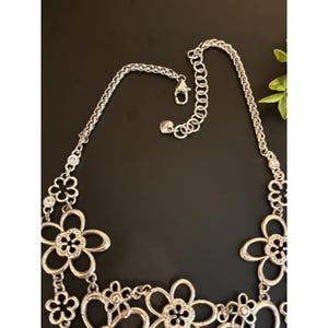 Brighton Silver Tone Crystal Floral Bib Statement Necklace image 8