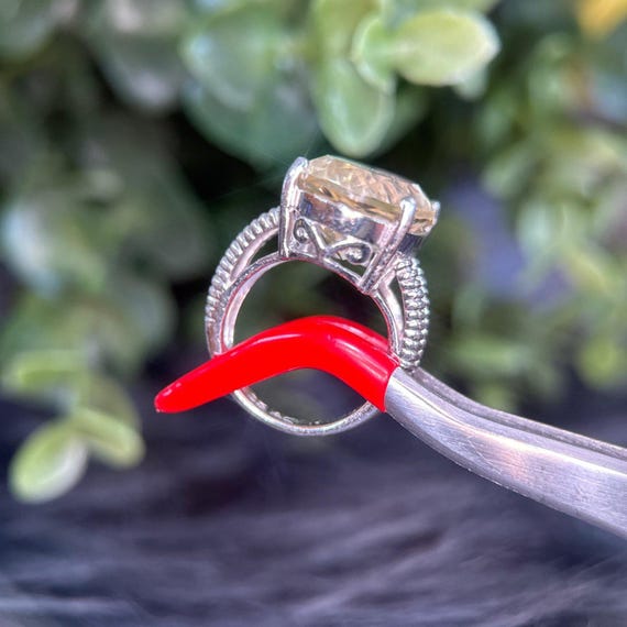 Silver 925 Yellow Stone Cable Ring - image 5