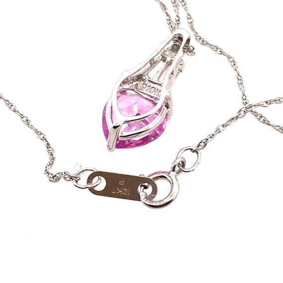 10k Heart Pink Sapphire/CZ Necklace - image 7