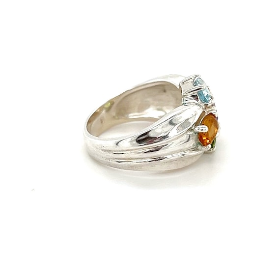 Sterling Silver 925 5-Gems Ring - image 7