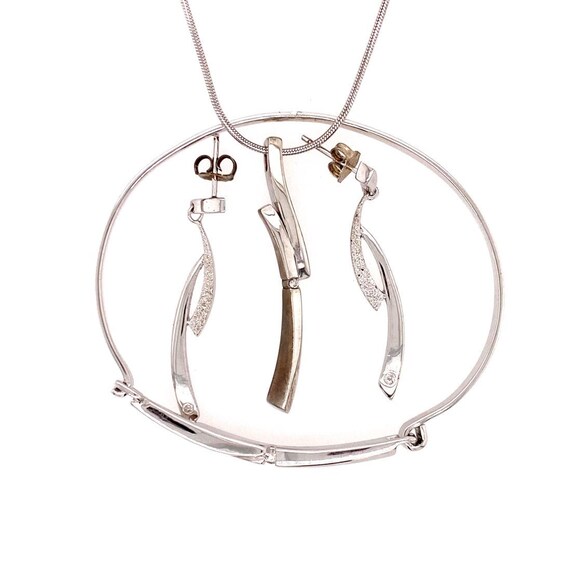 Sterling Silver 925 Diamond Set - image 2