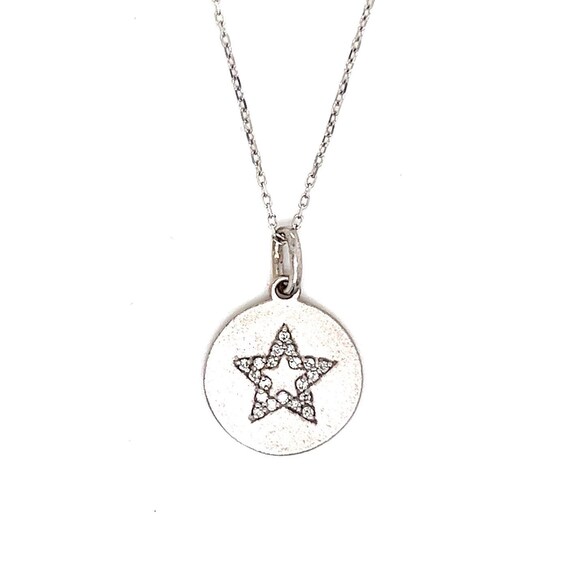 14k Diamond Star Circle Pendant Necklace