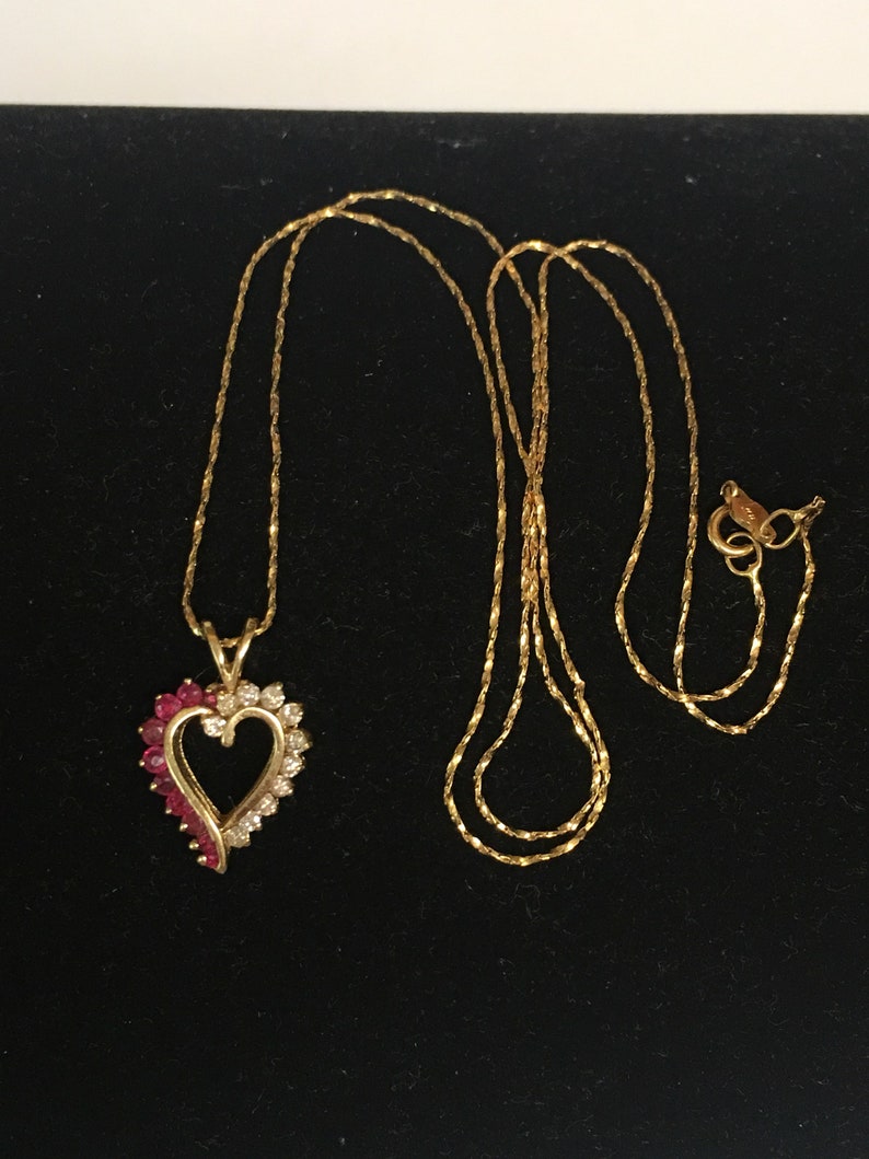 14k diamondsrubies necklace
