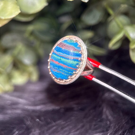 Silver 925 Blue Stone Ring - image 3