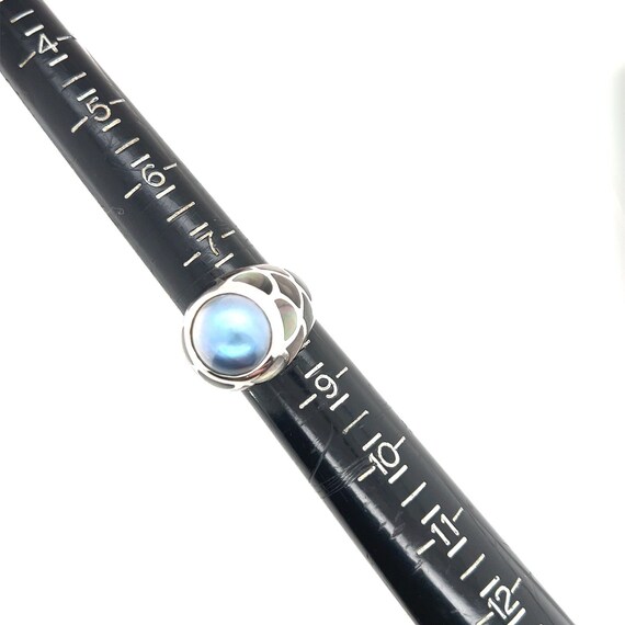 Large Blue Pearl Black Enamel Sterling Silver 925… - image 9