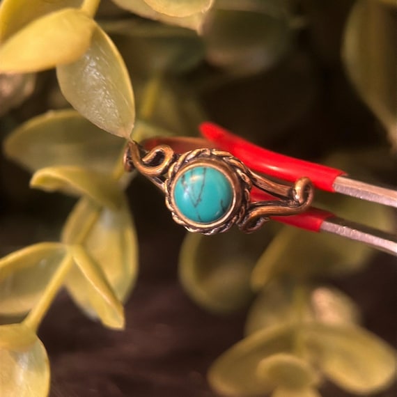 925 Silver Small Turquoise Ring - image 2