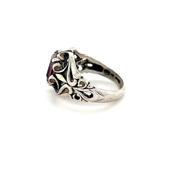 Women's Vintage Sterling Silver Pink Gem Ring - image 6