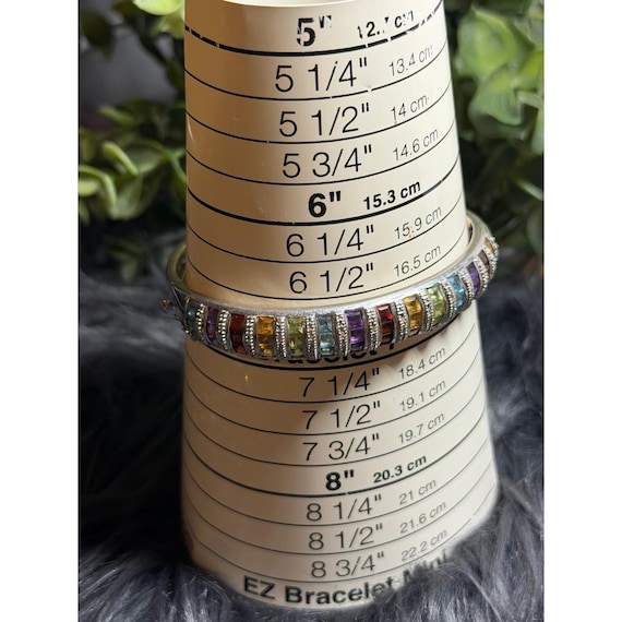 Silver 925 Multi Stones Bangle - image 11