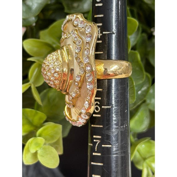 Rhinestones Flower Statement Ring - image 10