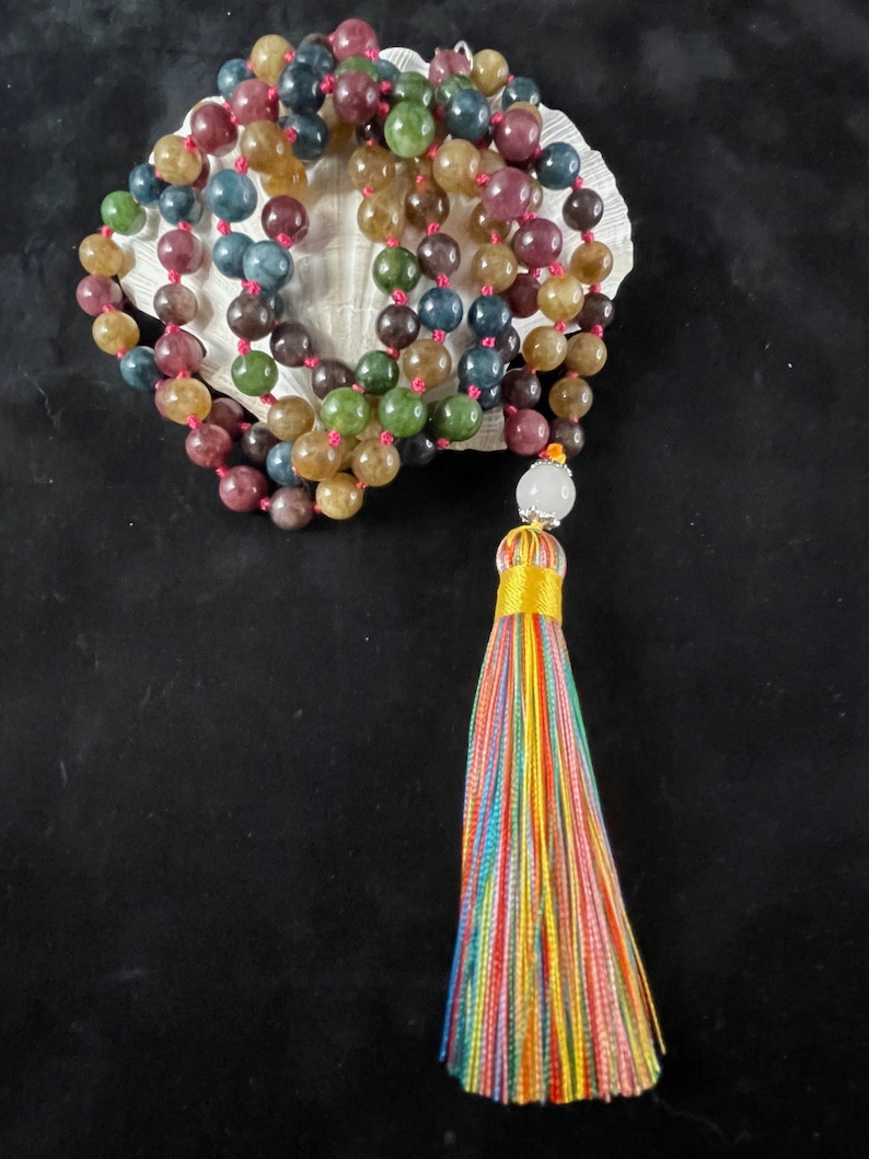 Colorful Tourmaline Beaded 108 Mala Necklace - Etsy