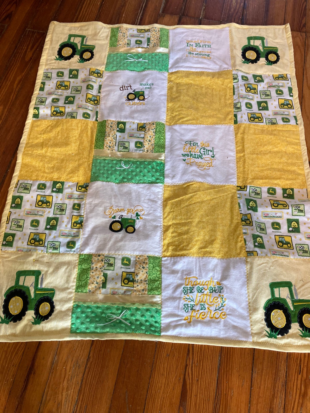 Girl John Deere Baby Blanket Yellow and Green Tractor and Animals Etsy