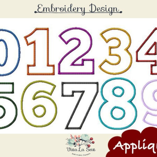 Fonts Applique Block Number , Large, Chunky Applique Numbers Machine Embroidery Designs