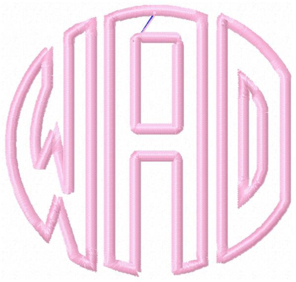 Instant Download Round Monogram Appliqué Alphabet Font Machine Etsy