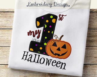 My First Halloween, My 1st,  Applique, Fill Stitch Embroidery Design