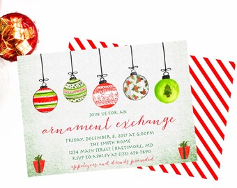 Ornament Exchange Invitation, Ornament Exchange Party, Christmas Party, Christmas Party Invitation, Ornament Swap Invite, Ornament Invite