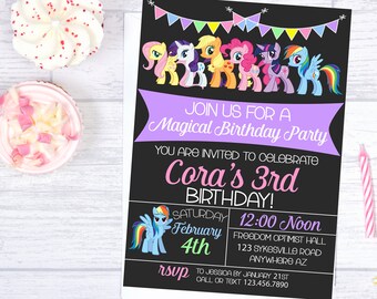 My Little Pony Birthday Invitation, My Little Pony, Rainbow Dash, My Little Pony Party, Girl Birthday Invitation, My Little Pony Birthday