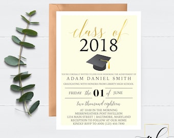 Modern Graduation Invitation, Graduation Invitation, Graduation Announcement, High School Graduation, College Graduation, Graduation Party