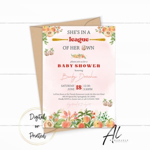 A League of Her Own Baby Shower Invitation, Girl Baseball Invite, Girl Baby Shower Invitation, A League of Her Own Shower, Rockford Peaches