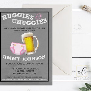 Diapers and Beer Invitation, Huggies and Chuggies Invitation, Man Shower, Dad Baby Shower, Beer and Diapers, Girl Baby Shower Invite