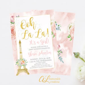 Paris Baby Shower Invitation, French Baby Shower Invitation, Eiffel Tower Baby Shower Invitation, Parisian Invite, Ooh La La, Bonjour Bebe