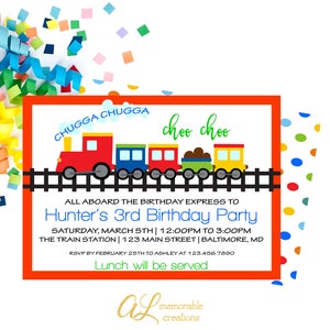 Train Birthday Invitation, Chugga Chugga Choo Choo, Birthday Invitation, Boy Train Birthday Invitation, Train Birthday Party, Train Party
