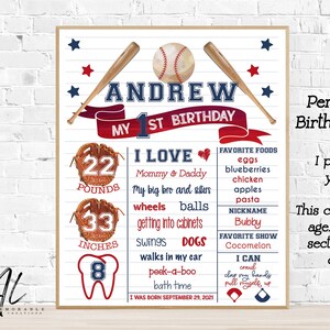 Póster de cumpleaños de béisbol, pizarra de cumpleaños de béisbol, fiesta de cumpleaños de béisbol, nuestro pequeño novato, tablero de hitos, primer cumpleaños