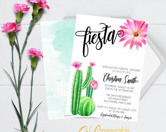 Fiesta Bridal Shower Invitation, Fiesta Invitation, Cactus Bridal Shower Invitation, Succulent Invite, Printable Cactus Bridal Shower Invite