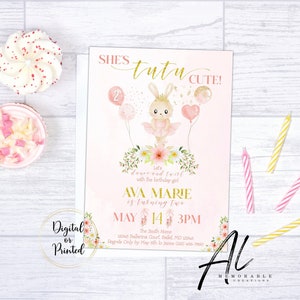 Ballerina Tutu Birthday Invitation, Tutu Cute Birthday Invite, Girl 2nd Birthday Invitation, Ballet Party, Dance and Twirl, Ballet Shoes