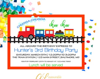 Train Birthday Invitation, Chugga Chugga Choo Choo, Birthday Invitation, Boy Train Birthday Invitation, Train Birthday Party, Train Party