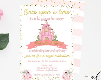 Princess Birthday Invitation, Princess Invitation, Princess Party, Floral Princess Invite, Royal Celebration, Princess Birthday Party