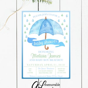 Umbrella Boy Baby Shower Invitation, Umbrella Baby Shower Invitation ...