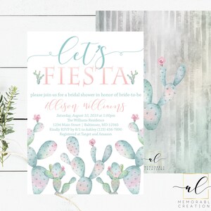 Fiesta Bridal Shower Invitation, Fiesta Invitation, Cactus Bridal Shower Invitation, Succulent Invite, Watercolor Cactus Invitation