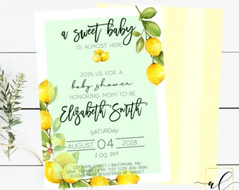 Lemon Baby Shower Invitation, Citrus Baby Shower Invitation, Lemon Baby Shower, Summer Lemon Baby Shower Invite, Gender Neutral Invitation