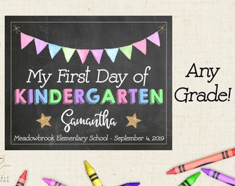First Day of School Sign, First Day of School Sign Girl, First Day of School Chalkboard, Girl First Day Sign, Back to School Sign, Printable