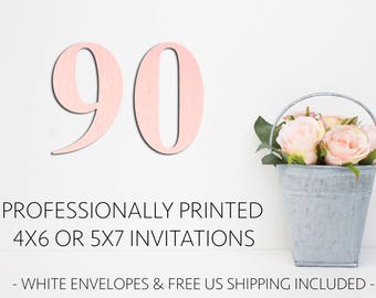 90 Professionally Printed Invitations with White Envelopes and Free US Shipping, Printed Invitations, Printing Service